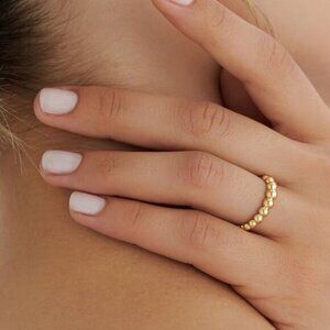 Gold Ring Beautiful Beaded Ball Gold Ring 18K Stacking Ring WATERPROOF gold ring